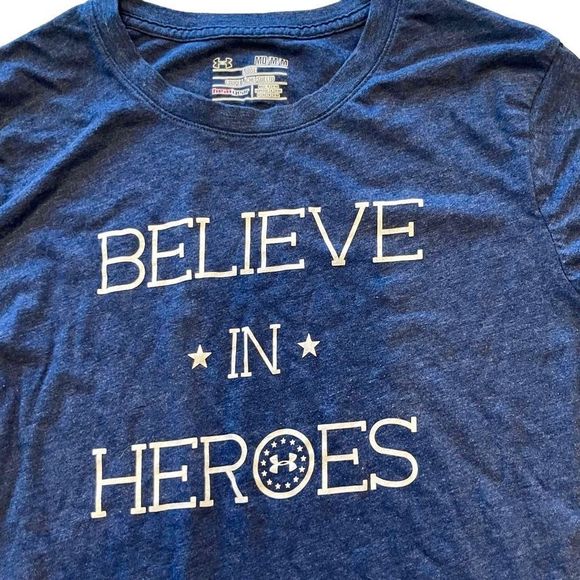 Under Armour Heat Gear Believe in Hero's Navy Blue Tee Medium - Picture 6 of 10